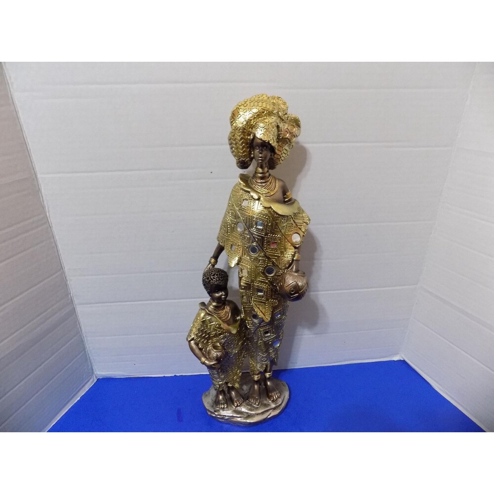 NEW Royal African Queen & Child Statue Figurine Decor Americana